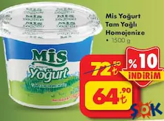 MİS YOĞURT TAM YAĞLI HOMOJENİZE 1,5 KG